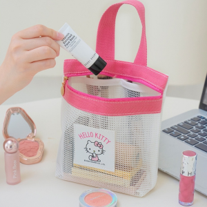 Sanrio | Sanrio Licensed Mesh Handbag - Hello Kitty My Melody Kuromi Pochacco Cute Storage Bag for Women & Girls