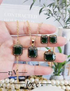 Xuping Set Perhiasan Wanita Batu Hijau Xds3019a
