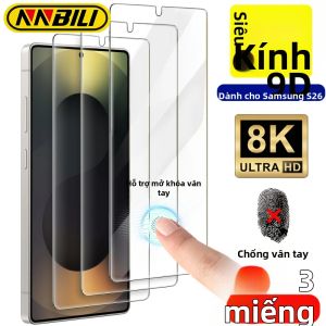NNBILI 3 Miếng Dán Bảo Vệ Màn Hình Kính Cường Lực Cao Cấp Cho Samsung Galaxy S26 Ultra Độ Cứng 9H Bề Mặt Bóng Chống Vân Tay Mở Khóa