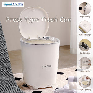 JustLiving ถังขยะแบบกด8L 1ชิ้นพร้อมฝาปิดถังขยะห้องครัวห้องน้ำถังขยะมูลฝอยเพลทเบสบอลแคบกดสปริงเปิดขยะถังขยะถังใส่ขยะถังขยะถังขยะสำหรับครัวห้องน้ำ