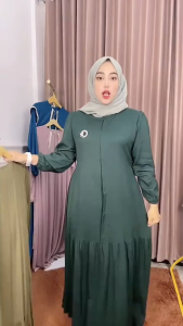 Dress Wanita Aurel Polos Bahan Rayon Twill Premium Terlaris Gamis Wanita Aurel Polos Resleting Busui Rayon Twill Premium Ukuran MLXLXXL Jumbo Terbaru