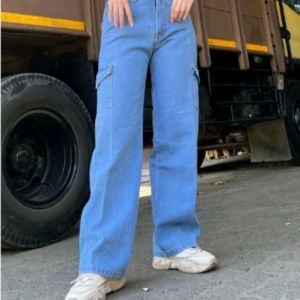 HIGHWAIST CARGO JEANS LOOSE WANITA KULOT JEANS CARGO TERBARU