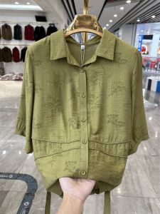 Áo Sơ Mi Cổ Bẻ in Họa Tiết Thời Trang Cho Mẹ Dáng Rộng Tay Lửng Chất Liệu Khác Phong Cách Hàn Quốc Thường Ngày Mùa Xuân Hè