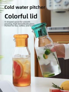 Large Capacity Glass Cold Water Pot High Borosilicate Resistant to High Temperatures for Tea Brewing And Refrigerator Use
