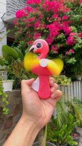 Kipas Angin Genggam Flamingo Mini Portabel - Desain Unik Baterai Tenagakeren Warna Cerah