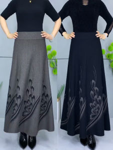 Winter Womens Wool Skirt Thick Midi Skirt High Waist Drooping A- line Skirt New Arrival Ladieswear Dancing Dress Long Skirt