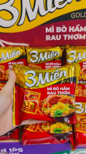 Thùng 30 Gói Mì 3 Miền Gold Bò Hầm Rau Thơm x 75g - UN10T