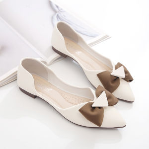 Soft Leather Flat Shoes Womens Spring Autumn Summer Versatile Low Cut Bean Bean Shoes Soft Sole Pointed Toe Flat Heel Fashionable