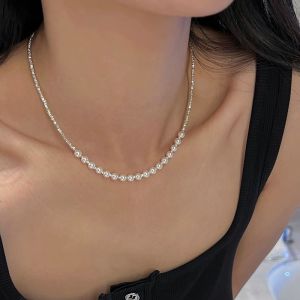 S925 Sterling Silver Imitation Pearl Necklace Womens Style 2025 New Popular Luxury Sensation Autumn Silver Fragments Versatile