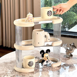 Double Layer Desktop Cup Holder Home Luxury Cream Style Coffee Mug Tea Cup Storage Rack Plastic Material Other Installation
