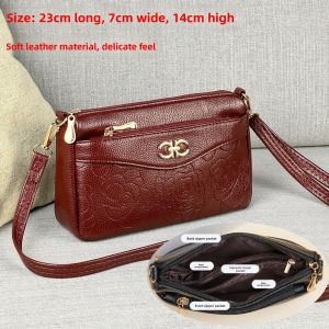 Fashionable Soft Leather Large Capacity Backpack Womens Multi-layer Single Shoulder Crossbody Bag Stylish Trendy Mom Bag