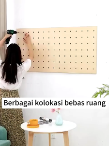 Pegboard Kayu Rak Dinding Rak Gantung PegboardDinding Dengan Gantungan Multifungsi COD