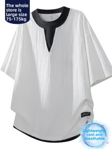 BINHANG | Large Size Cool and Breathable Slim Fit Casual Two-Piece Short Sleeve Shirt