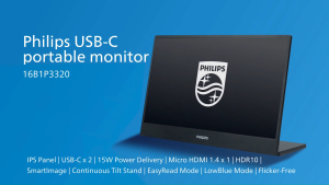 Philips 16B1P3320 15.6" Full HD IPS Technology 4ms 60Hz Anti - Glare Portable Monitor