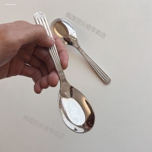 Thickened Durable Cup Spoon Soup Spoon Dessert Cutlery Stirrer Fruit Oats Practical Milk Tea Beautiful Striped Chinese Style Hotel