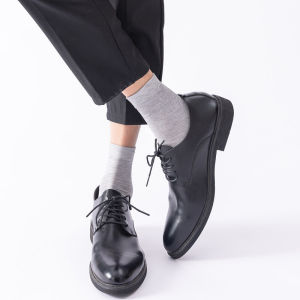 Suit Leather Shoes Socks Men Gentleman Autumn Silk Thin Black Gray Business Mid-Calf Length Socks Formal Trousers Mercerized Cotton Socks