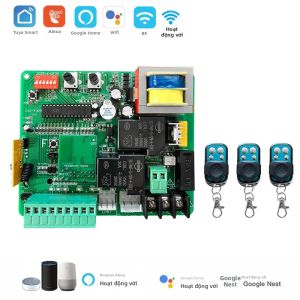 Bo Mạch Điều Khiển Cửa Trượt Wifi Tuya 220V-230V AC Có Đèn LED Báo Hiệu Điều Khiển Từ Xa 433MHz Mạch Điện Cửa Điện