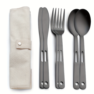 Tableware Set Stainless Steel Portable Cutlery Dinner Knife Fork Spoon 6-Piece Suit With Storage Bag For Travel Camping Flatware