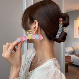 Ponytail Hairpin Transparent Pink Peach Clip Spring Sweet Hair Clip Shark Clip Hair Accessories