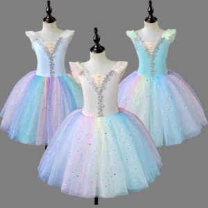 New Childrens Ballet Skirt Puffy Tulle Dress Little Swan Dance Costume Colorful Ballet Performance Outfit for Girls