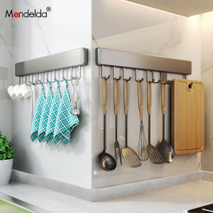Multi-Functional Kitchen Storage Rack Mandelda No-Drill Wall-Mounted Spoon Shovel Holder Space Aluminum Heavy Duty Hook