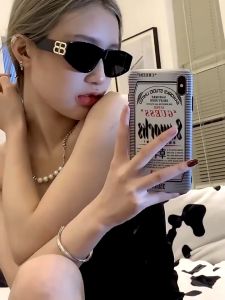 Kacamata Hitam Wanita Double B Logo Anti Uv Fashion Retro Vintage Frame Persegi Minimalis Kekinian