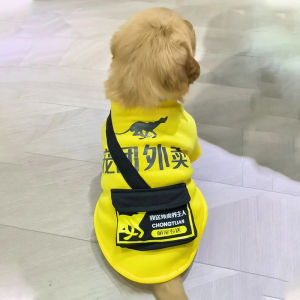 Dog Clothes Takeaway Express Backpack Spring & Fall Thin Anti-Lint Bichon Corgi Small and Medium Dogs Pet Funny Outfit