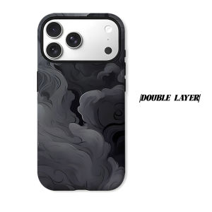 Grey Smoke Swirl Texture Phone Case for iPhone 18 17 16 15 14 13 12 11 Air Pro Max Plus Double-layer Cover