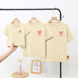 Pure Cotton Parent-Child T-shirt Summer Family Three-Mouth Four-Mouth Short Sleeve Mother-Daughter Fried Street Western Style Boys and Girls Activity Kindergarten Suit