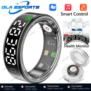 2025 Smart Ring Men Women LED Display Screen Heart Rate Blood Oxygen Monitor 5ATM Waterproof Multi Sports Mode Gifts For Andorid