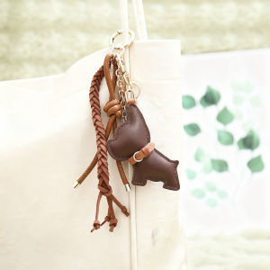 Leather Puppy Dog Keychain For Women Ornament Creative Rope Pendant Braided Rope Keyring Trendy Car Key Gift
