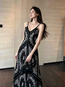 DANTING | Elegant Printed Maxi Dress Loose Fit Slimming French Luxury