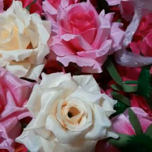 Giả)Túi 10 đầu hoa hồng vải kích thước 9cm (Hoa