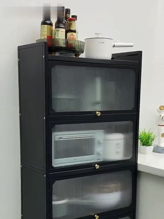 Rak Dapur Kabinet Kitchen Rack with wheels Multifunctional Organizer Storage Rack Shelf with Door 厨房置物架