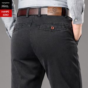 High-End Mens Jeans Loose Straight Leg Spring Autumn Business Casual Long Pants for Middle-Aged And Elderly
