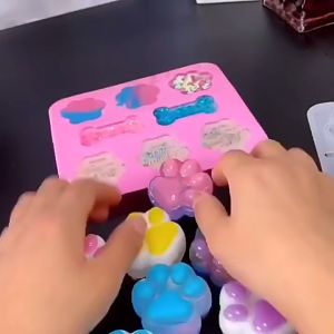 Khuôn Silicon Chân Mèo Chân Chó Dễ Thương Làm Socola Thạch Rau Câu Pudding Sáp Nến