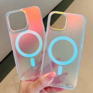 FLOVEME Magnetic for Magsafe Case IPhone 14 Pro/iPhone14 Pro Max /14 Plus IPhone 13/13 Pro/13 Pro Max IPhone 12 Pro Wireless Charging Case Glitter Gradient Hard Phone Case