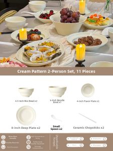 Yomerto | Vintage Style Single Meal Ceramic Tableware Set