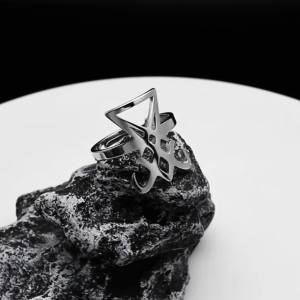 Gothic Sigil Of Lucifer Satan Symbol Ring for Women Men Stainless Steel Adjustable Devil Satan Seal Finger Ring Jewelry Gifts