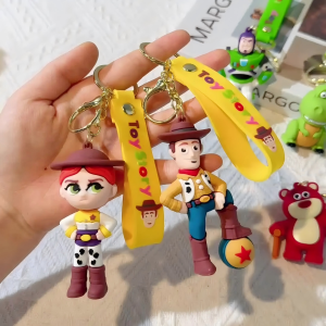 Toy Story Keychain Toys Woody Buzz Lightyear Figure Keyrings Car keychain Birthday Christmas Gift Set for Kids