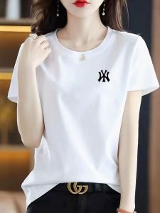 Famous Brand Authentic Leak-Picking Pure Cotton Short Sleeve T-Shirt Womens Summer Loose Half-Sleeve Top Slim Looking Western Style All-Matching T-shirt