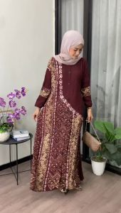 ( S M L XL XXL) Gamis Twill Rayon Premium Model Kancing Terbaru Jumbo Gamis Syari Kekinian Batik Cap Ter Baru