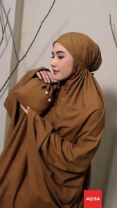 Mukena Dewasa Traveling Mini Pouch 2in1 Jumbo Katun Micro Hitam Polos Terbaru - AQSADAILY