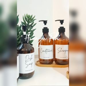Hiraya Ph Amber PLASTIC Bottle 300 ml & 500 ml for Hand Soap Dispenser for Kitchen and Bath Organizer Waterproof Labels