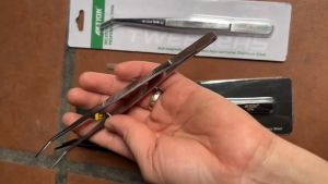 Nhíp gắp chỉ cong thẳng AKTION (THÂN TRẮNG) loại cao cấp Stainless TWE6 dài 155mm (155cm)