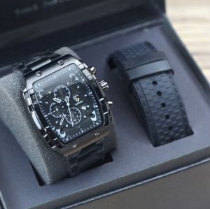 Jam Tangan Pria Leopard 8018M Tali Rantai Analog Free Tali Karet Tanggal Aktif Chronograp