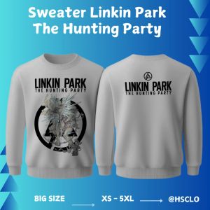 Hoodie Jumper HSCLO Musik Band LINKIN PARK The Hunting Party Sweatshirt Pocket Warna Putih Bahan Fleece Ukuran Jumbo Big Size XS S M L XL XXL 3XL 4XL 5XL