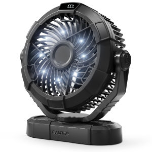 Portable Camping Fan with LED Lantern 4000mAh 7-Inch Rechargeable Outdoor Tent Fan 360° Head Rotation 3 Speed and Quiet Batte