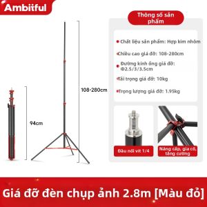 AMBITFUL | Chân Đèn Nhiếp Ảnh Zhijie GM280 Chuyên Nghiệp Hợp Kim Nhôm Có Thể Điều Chỉnh 