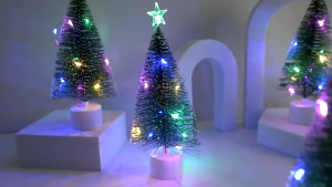 Mini Christmas Tree Desktop Decoration Ornaments Props With Colorful Lights LED Lamps Artificial Cedar Pine Tree